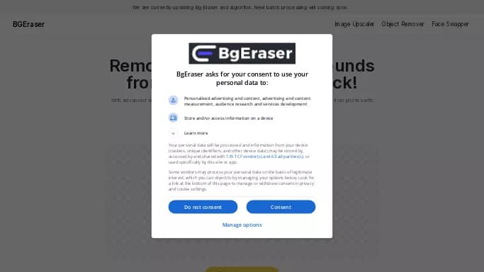 Bg.Eraser — бесплатная нейросеть   для редактирования изображений. Бесплатная версия с ограниченным функционалом, есть платные тарифы.