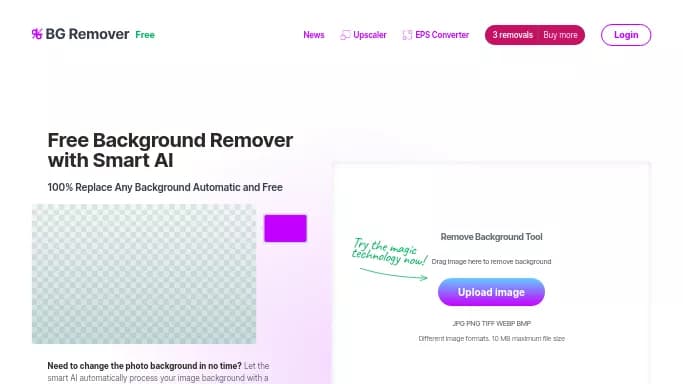 BG Remover by StockPhotos — бесплатная нейросеть   для редактирования изображений. Бесплатная версия с ограниченным функционалом, есть платные тарифы.
