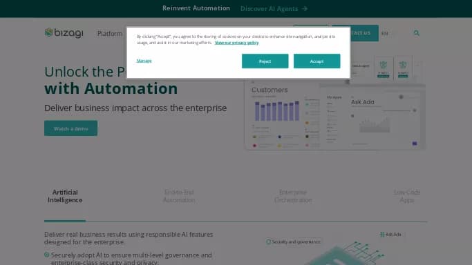 Bizagi — платная нейросеть   для no Code/Low Code разработки, , автономные ИИ (AGI), для помощи в автоматизации. 