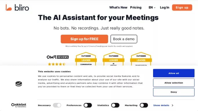 Bliro — бесплатная нейросеть   для транскрибации аудио и видео,  для повышения продуктивности,  для помощи в образовании. Бесплатная версия с ограниченным функционалом, есть платные тарифы.