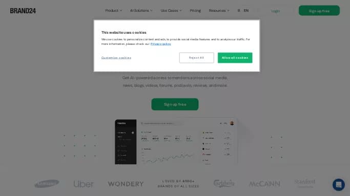 Brand24 — платная нейросеть   для маркетинга,  для SMM,  для научно-исследовательской деятельности. 