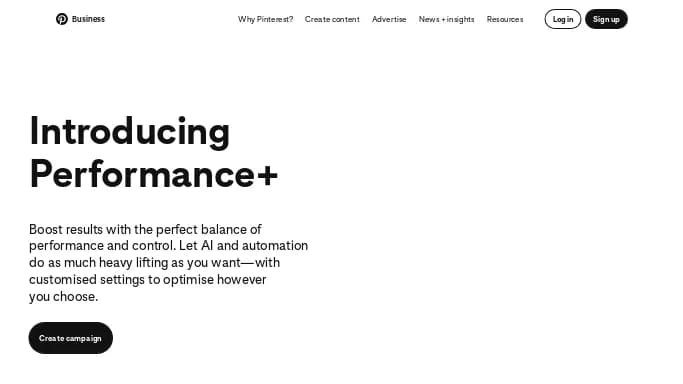 Pinterest Performance+ — бесплатная нейросеть   для маркетинга,  для SMM. Бесплатная версия с ограниченным функционалом, есть платные тарифы.