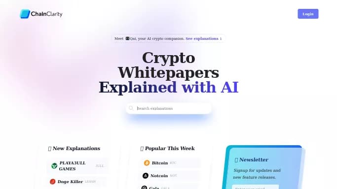 ChainClarity — бесплатная нейросеть   для работы с финансами. 