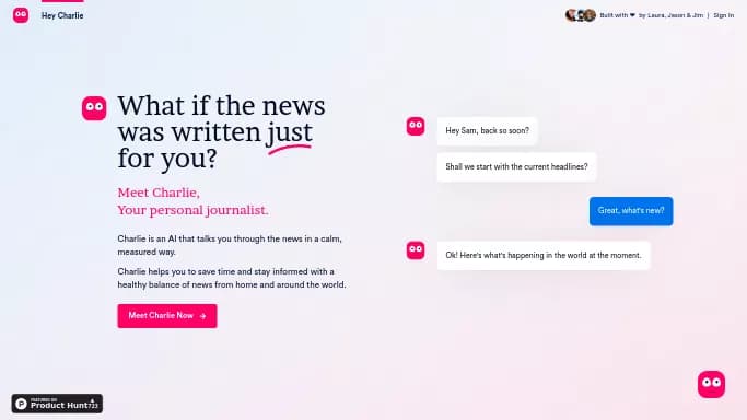 Charlie — бесплатная нейросеть   — чат-бот,  для повышения продуктивности. 