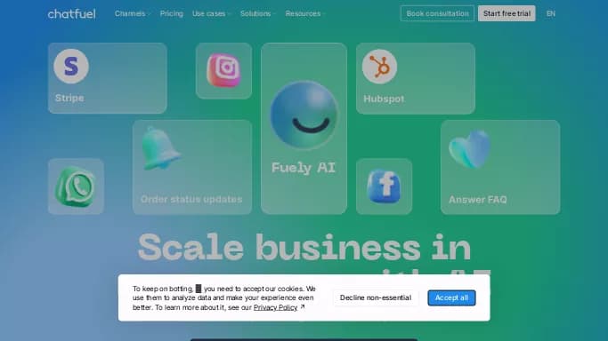 Chatfuel AI — бесплатная нейросеть   для маркетинга,  — чат-бот. Бесплатная версия с ограниченным функционалом, есть платные тарифы.
