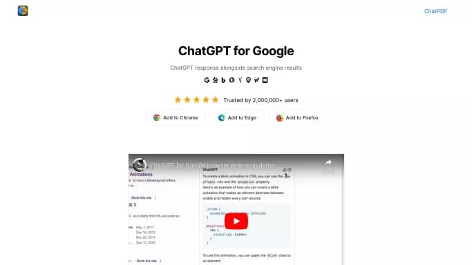 ChatGPT for Google — бесплатная нейросеть  , расширения ChatGPT,  для повышения продуктивности. 