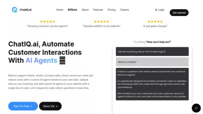 ChatIQ.ai — бесплатная нейросеть   для маркетинга,  — чат-бот,  для помощи в образовании. Бесплатная версия с ограниченным функционалом, есть платные тарифы.