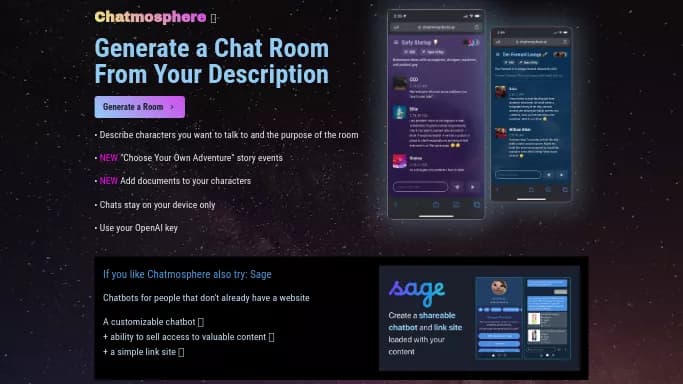 Chatmosphere — бесплатная нейросеть   для развлечений,  — чат-бот. 