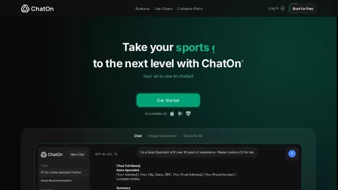 ChatOn — бесплатная нейросеть   — чат-бот. Бесплатная версия с ограниченным функционалом, есть платные тарифы.