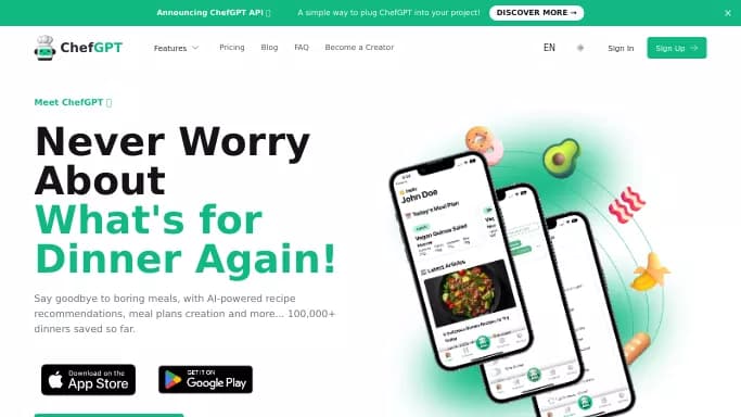 ChefGPT — бесплатная нейросеть  — полезные ИИ,  для развлечений,  для повышения продуктивности. Бесплатная версия с ограниченным функционалом, есть платные тарифы.