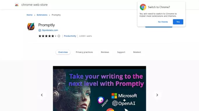 Promptly — бесплатная нейросеть  , расширения ChatGPT,  для генерации промптов. 