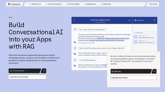 Chat | Cohere — платная нейросеть   — чат-бот,  для маркетинга,  для помощи в образовании. Бесплатная версия с ограниченным функционалом, есть платные тарифы.