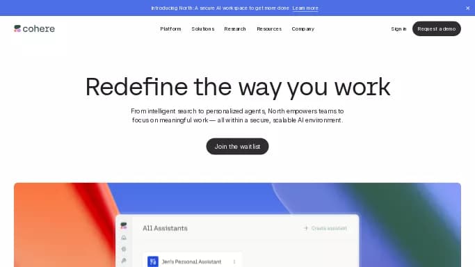 North by Cohere — бесплатная нейросеть  , автономные ИИ (AGI),  для маркетинга. 