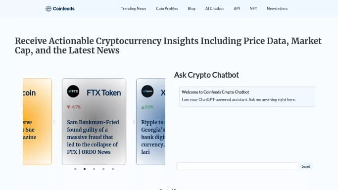Coinfeeds.io — бесплатная нейросеть   — чат-бот,  для работы с финансами. 