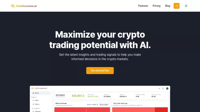 CoinScreener — бесплатная нейросеть   для работы с финансами. Бесплатная версия с ограниченным функционалом, есть платные тарифы.