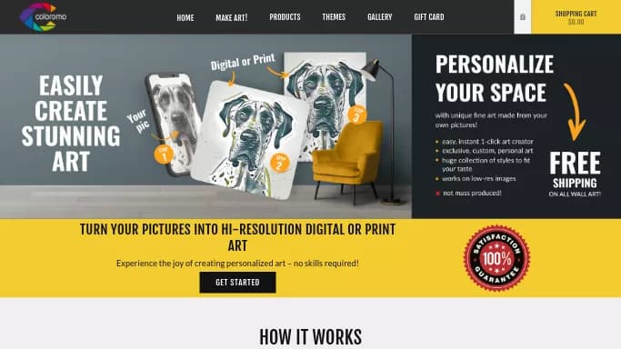 Coloromo AI Art Generator — бесплатная нейросеть   для создания изображений. 