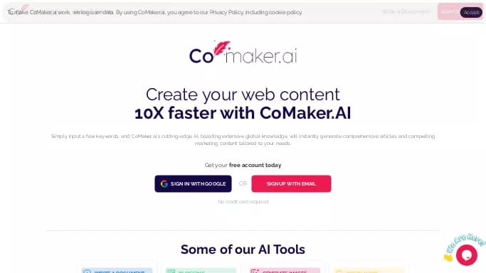 CoMaker.ai — бесплатная нейросеть   для копирайтинга. Бесплатная версия с ограниченным функционалом, есть платные тарифы.