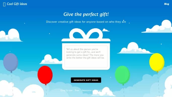 Cool Gift Ideas — бесплатная нейросеть   для развлечений,  для повышения продуктивности. 