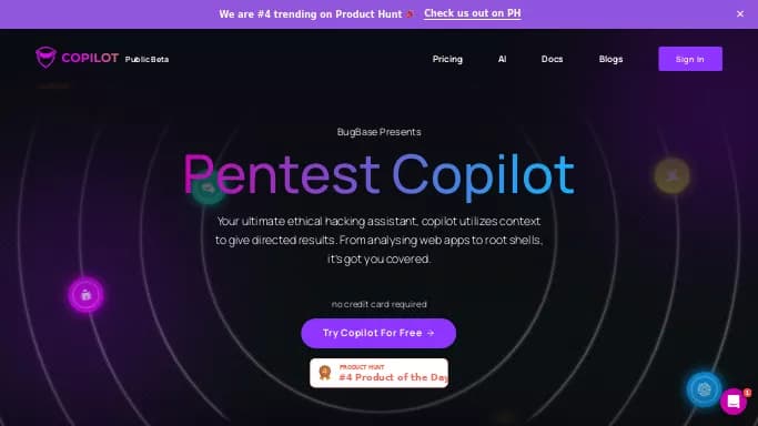 Pentest Copilot — бесплатная нейросеть  , автономные ИИ (AGI). Бесплатная версия с ограниченным функционалом, есть платные тарифы.