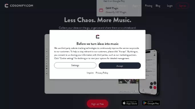 Cosonify — бесплатная нейросеть   для создания музыки. Бесплатная версия с ограниченным функционалом, есть платные тарифы.