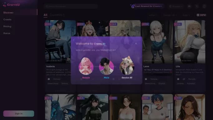 CraveU AI — бесплатная нейросеть   для раздевания девушек (18+). Бесплатная версия с ограниченным функционалом, есть платные тарифы.