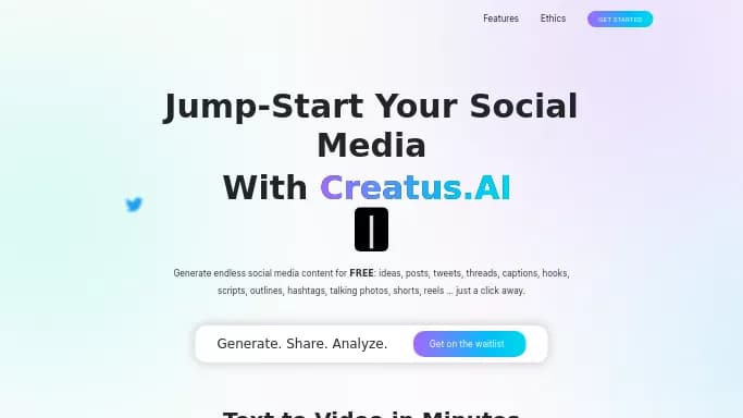 Creatus AI — бесплатная нейросеть   для маркетинга,  для SMM,  для создания видео. 