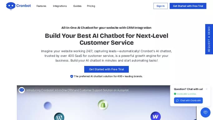 Cronbot AI — платная нейросеть   для повышения продуктивности, для помощи в автоматизации. 