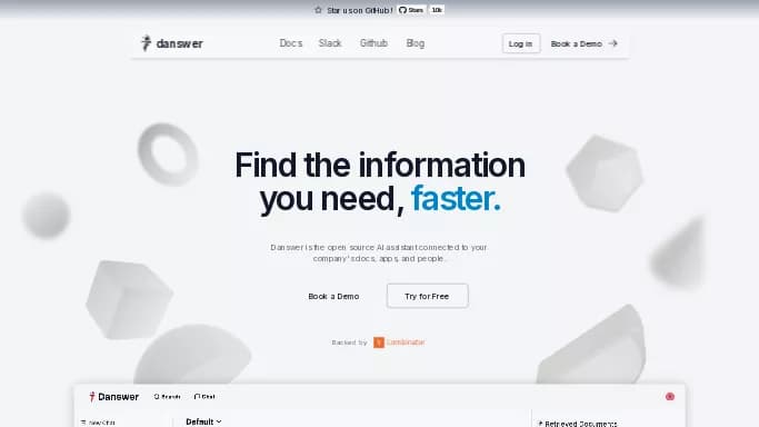 Danswer — бесплатная нейросеть   для поиска. Бесплатная версия с ограниченным функционалом, есть платные тарифы.