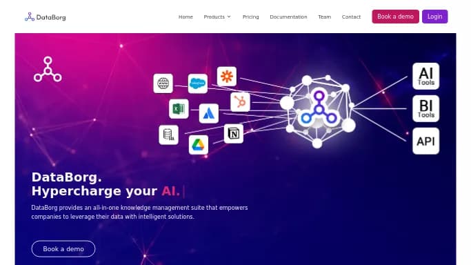 Databorg AI — бесплатная нейросеть   — чат-бот,  для анализа данных,  для разработки программного обеспечения. Бесплатная версия с ограниченным функционалом, есть платные тарифы.