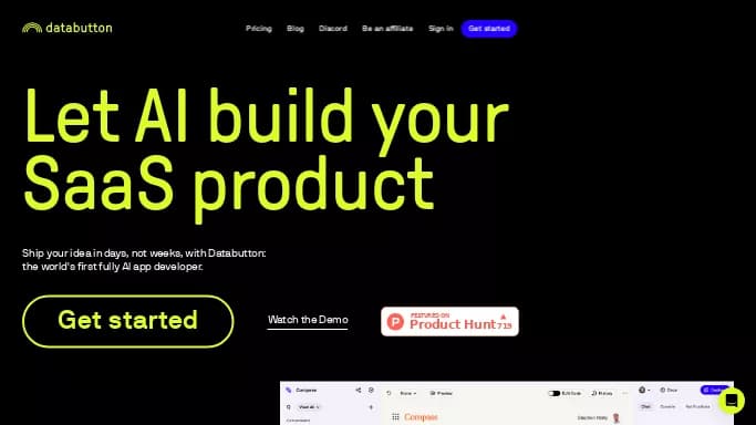Databutton — платная нейросеть   для no Code/Low Code разработки. Бесплатная версия с ограниченным функционалом, есть платные тарифы.