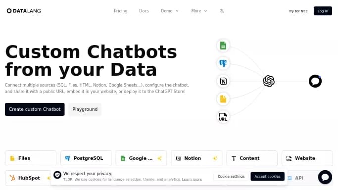 DataLang — платная нейросеть   для маркетинга. Бесплатная версия с ограниченным функционалом, есть платные тарифы.