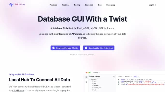 DB Pilot — платная нейросеть   для разработки программного обеспечения. Бесплатная версия с ограниченным функционалом, есть платные тарифы.