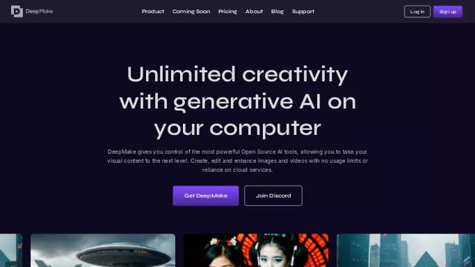 DeepMake — бесплатная нейросеть   для редактирования видео. Бесплатная версия с ограниченным функционалом, есть платные тарифы.