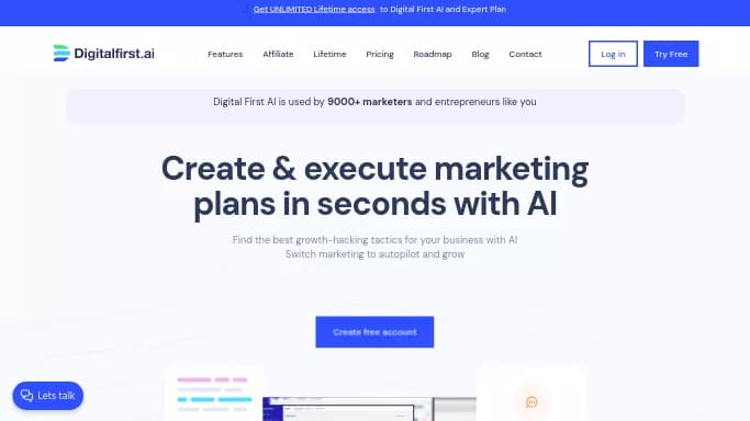 Digital First AI — платная нейросеть   для маркетинга. Бесплатная версия с ограниченным функционалом, есть платные тарифы.