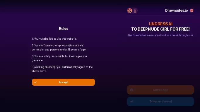 DrawNudes — бесплатная нейросеть   для раздевания девушек (18+). Бесплатная версия с ограниченным функционалом, есть платные тарифы.