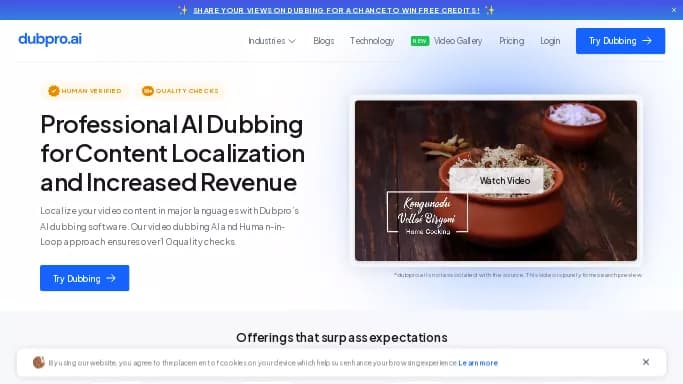 Dubpro.ai — бесплатная нейросеть   для перевода. Бесплатная версия с ограниченным функционалом, есть платные тарифы.