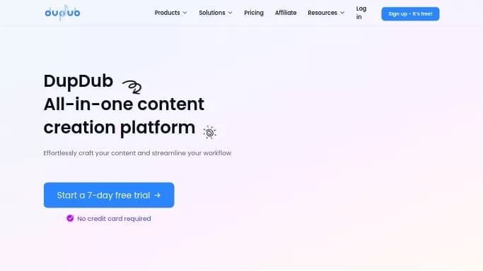 DupDub — бесплатная нейросеть  — полезные ИИ,  для маркетинга. Бесплатная версия с ограниченным функционалом, есть платные тарифы.
