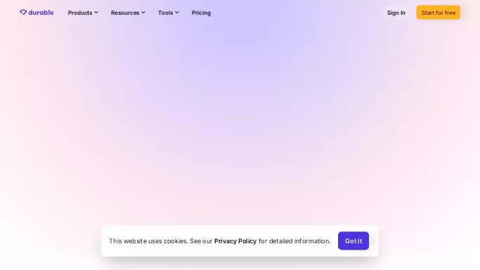 Durable.co — бесплатная нейросеть   для no Code/Low Code разработки,  для маркетинга,  для копирайтинга. Бесплатная версия с ограниченным функционалом, есть платные тарифы.
