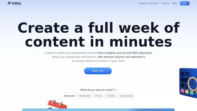 Editby — бесплатная нейросеть   для SMM. Бесплатная версия с ограниченным функционалом, есть платные тарифы.
