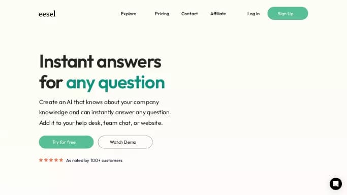 eesel AI — бесплатная нейросеть   для маркетинга,  помогающие в управлении персоналом. Бесплатная версия с ограниченным функционалом, есть платные тарифы.