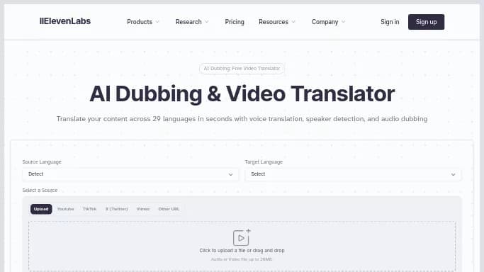 AI Dubbing by ElevenLabs — бесплатная нейросеть   для редактирования аудио,  для перевода. Бесплатная версия с ограниченным функционалом, есть платные тарифы.