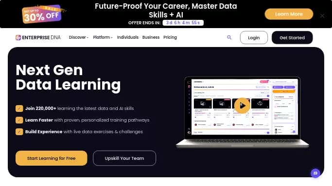 Enterprise DNA — бесплатная нейросеть   для маркетинга,  для анализа данных,  для разработки программного обеспечения,  для помощи в образовании. Бесплатная версия с ограниченным функционалом, есть платные тарифы.