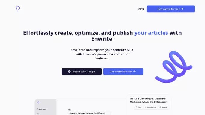Enwrite — бесплатная нейросеть   для копирайтинга. Бесплатная версия с ограниченным функционалом, есть платные тарифы.