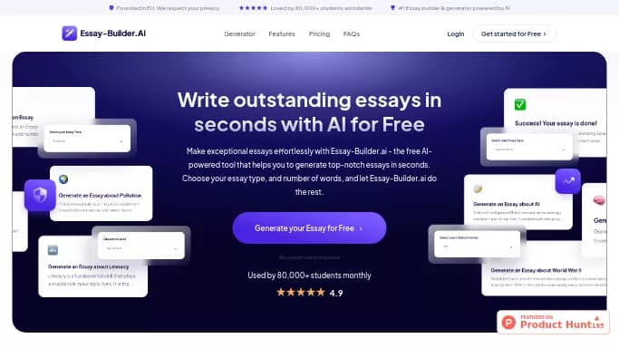Essay Builder AI — бесплатная нейросеть   для помощи в образовании,  для написания текста,  для копирайтинга. 