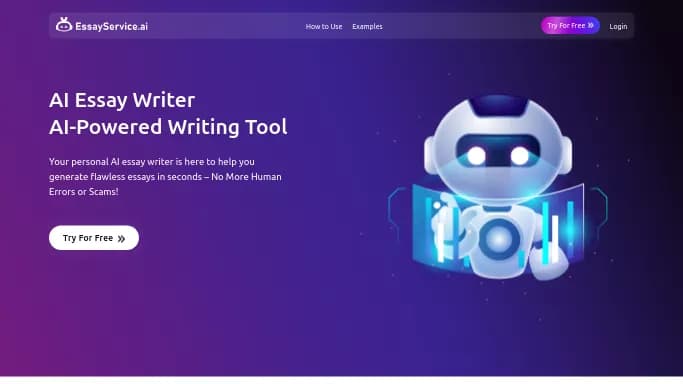 EssayService AI — бесплатная нейросеть   для копирайтинга. Бесплатная версия с ограниченным функционалом, есть платные тарифы.