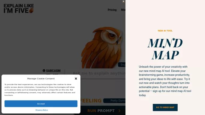 ELI5 — бесплатная нейросеть  — полезные ИИ,  для помощи в образовании. Бесплатная версия с ограниченным функционалом, есть платные тарифы.