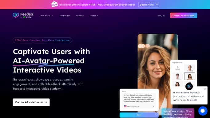 Feedeo — бесплатная нейросеть   для создания видео,  для маркетинга,  для помощи в образовании. Бесплатная версия с ограниченным функционалом, есть платные тарифы.
