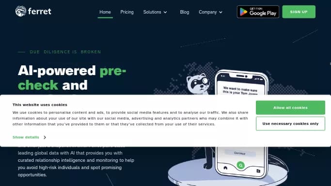 Ferret — бесплатная нейросеть   помогающие в управлении персоналом,  в области права,  для повышения продуктивности. Бесплатная версия с ограниченным функционалом, есть платные тарифы.