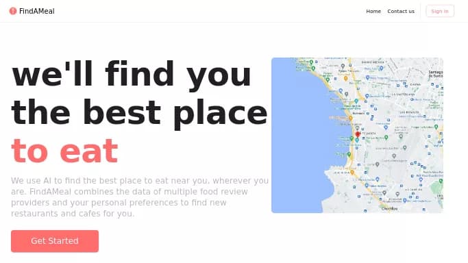 FindAMeal — бесплатная нейросеть   для повышения продуктивности,  для путешествий. 