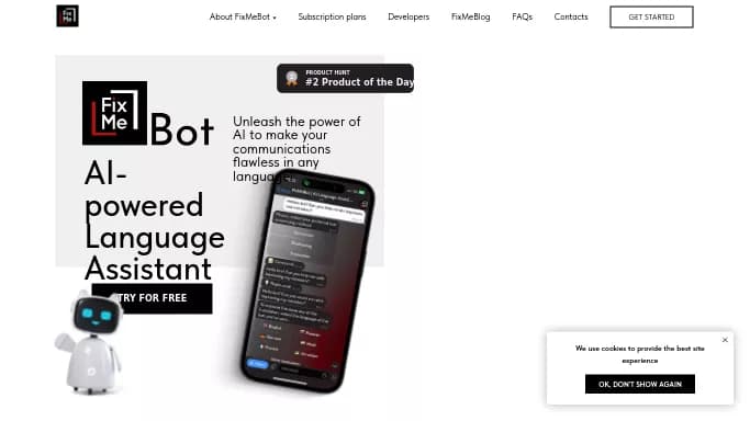 FixMeBot — бесплатная нейросеть   — чат-бот. Бесплатная версия с ограниченным функционалом, есть платные тарифы.